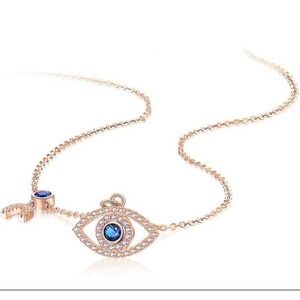 Royal Luxury Necklace Brand New In Gift Box 14K Rose Gold Evil Eye Moissanite